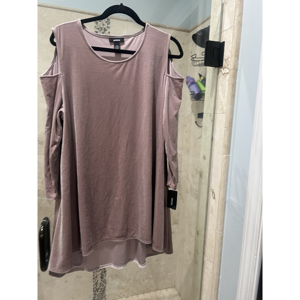 Alfani Winter Rose Velvet Cold-Shoulder Hi-Lo Blouse XXL Pink 6D738